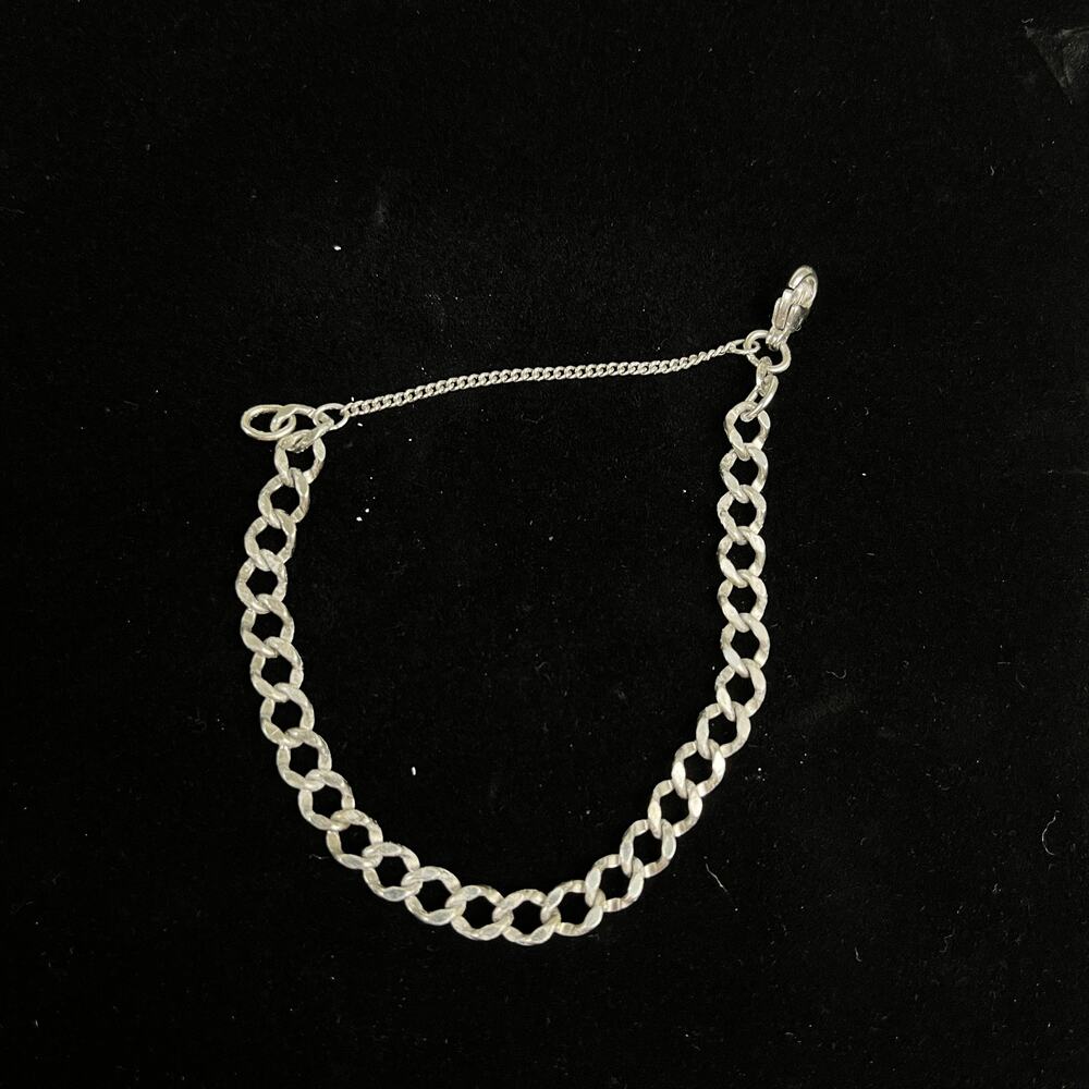 Vintage James Avery Sterling Silver Textured Link Charm Bracelet Safety Chain 7"